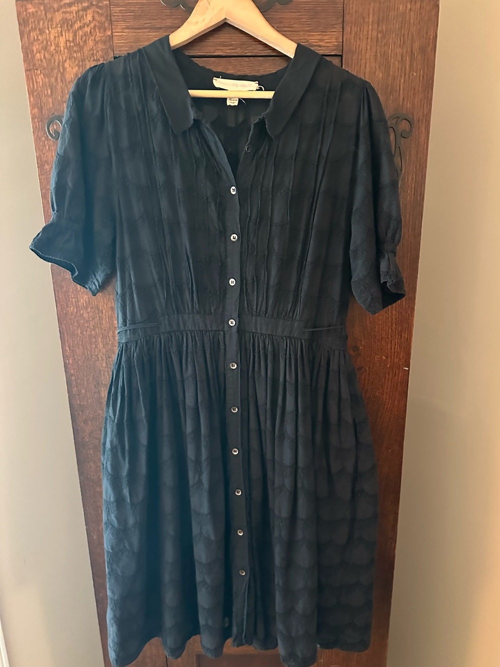 Anthropologie x Carolina Lily Lily Rose Black Button-Front Women’s Dress Size 12